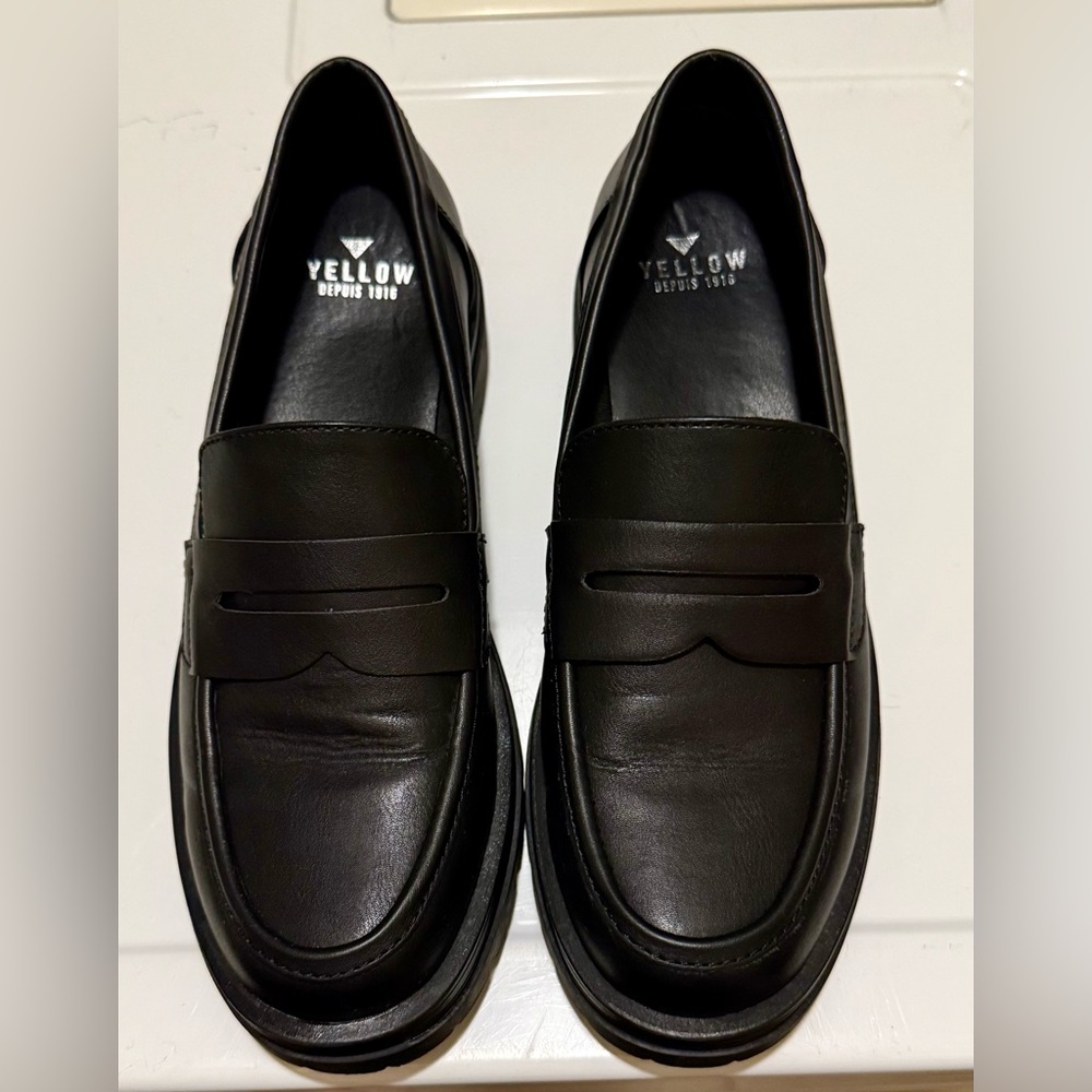 Black Leather Penny Loafers with Modern Sole